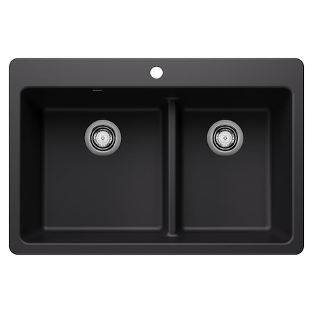 Blanco Liven 1-3/4 Low Divide Dual Mount - Coal Black 443210